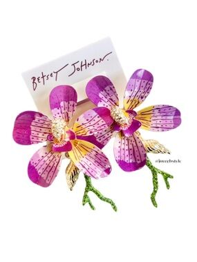Betsey Johnson Mermaid Jewels Pink Orchard Summer Earrings NWT